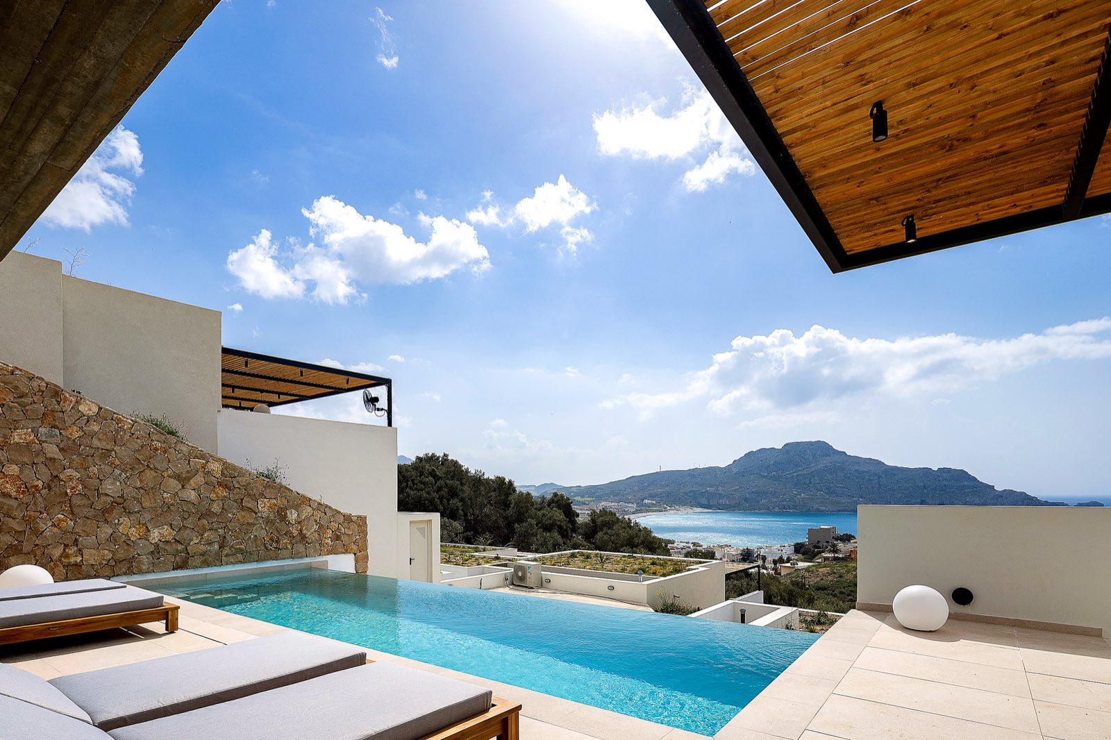 Private pool and terrace at golden hour